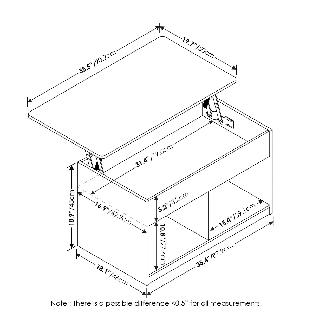 Lift Top Coffee Table W1421