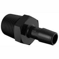 1/2 - 14 NPT to 3/8 Barbed Adapter, Glass Filled Black Nylon R564
