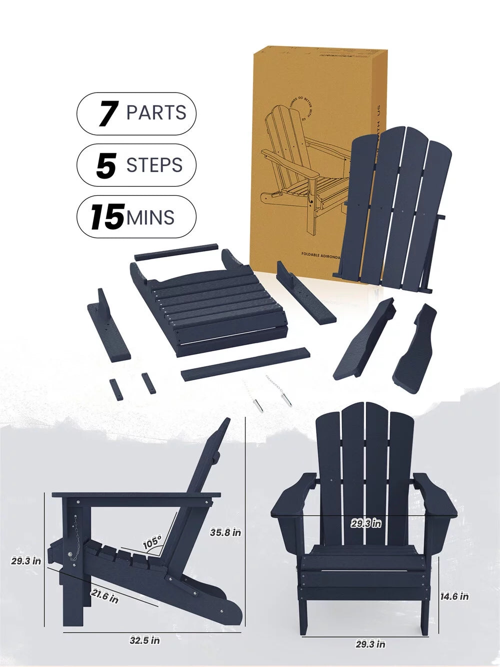 Blue Folding Adirondack Chair Q699