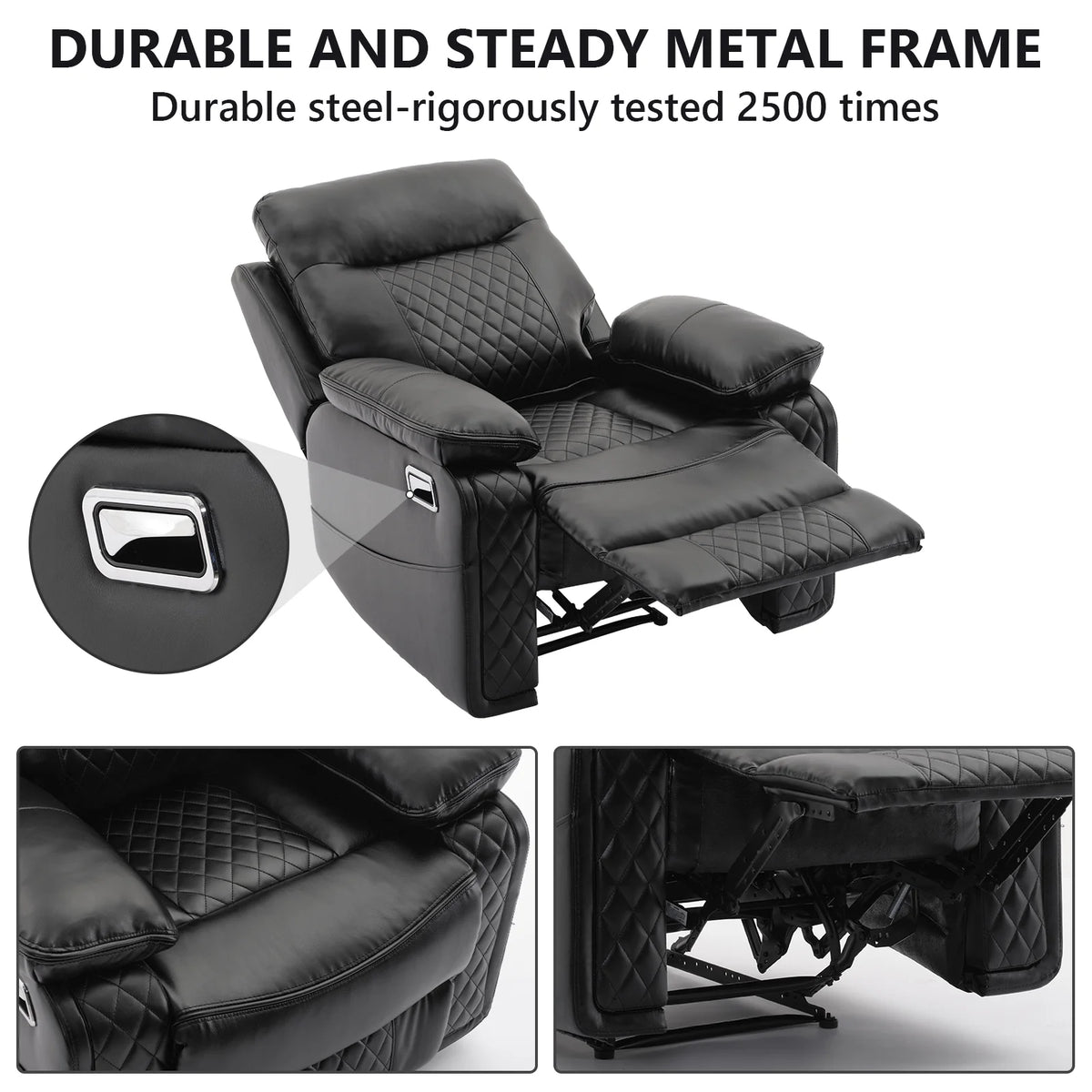 Black PU Leather Recliner Chair A8084