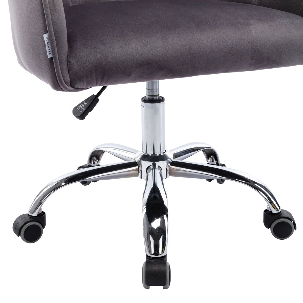 Dark Gray Velvet Swivel Accent Chair with Wheels X27122