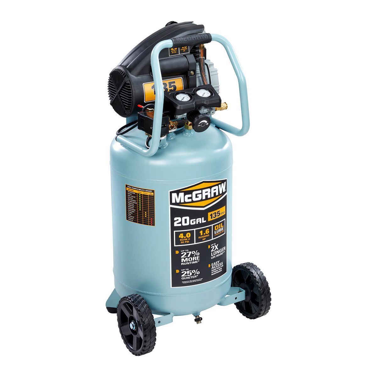 20 Gallon 135 PSI Oil-Lube Vertical Air Compressor J77176
