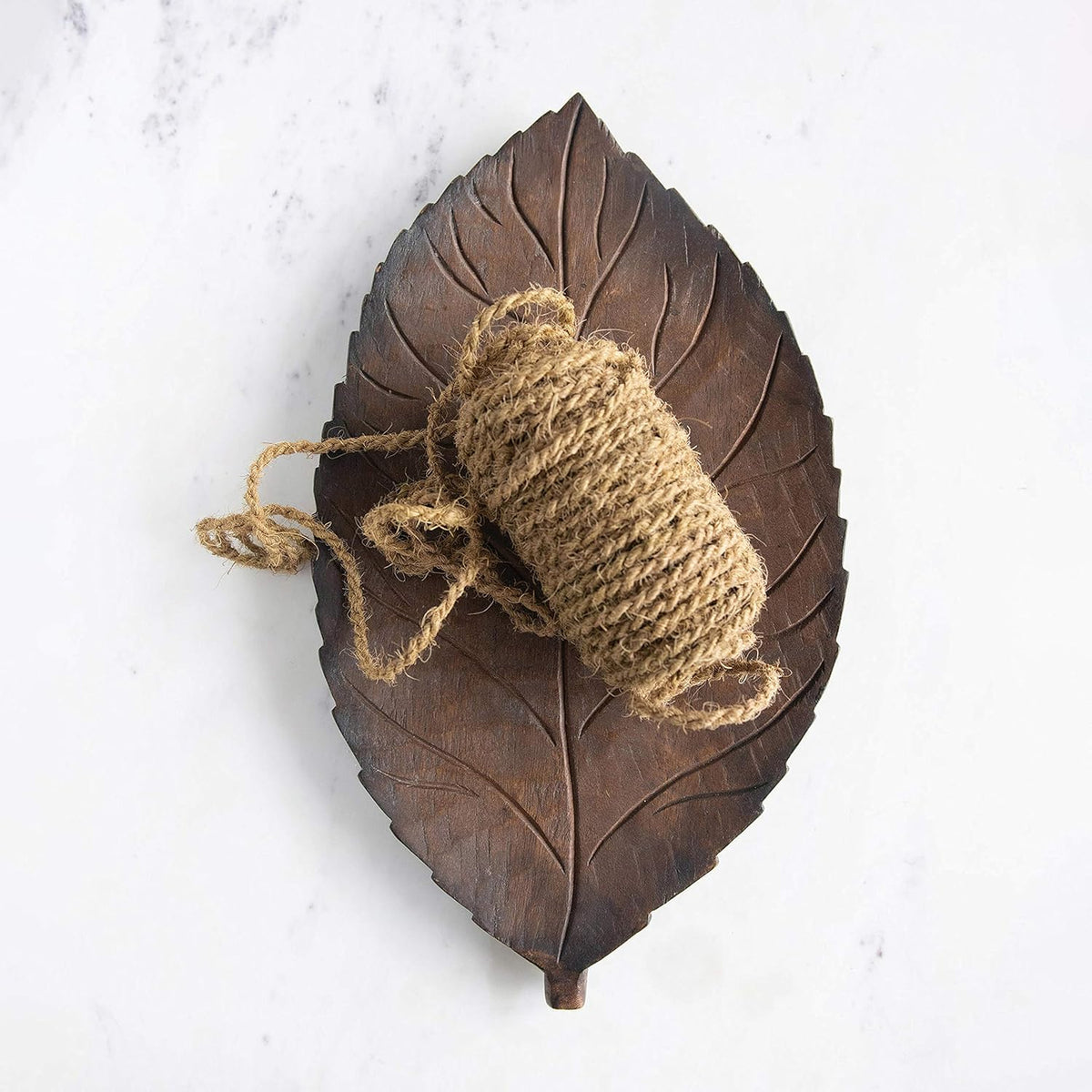 Hand-Carved Mango Wood Leaf Tray N665