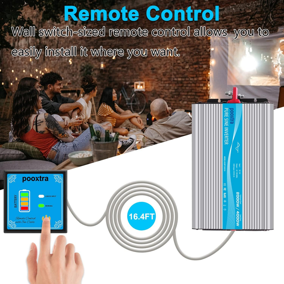 1500 Watt Pure Sine Wave Power Inverter 12V DC to 110V AC with LCD Display USB Port 4 AC Outlets O800