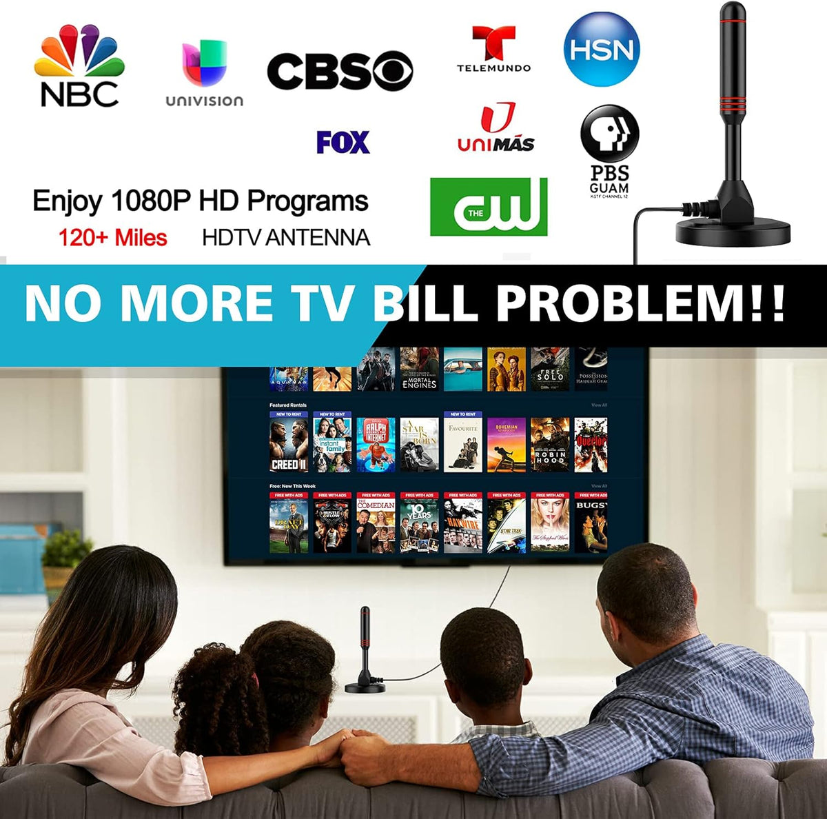 Indoor Amplified Digital HDTV Antenna Pack of 2 L34509