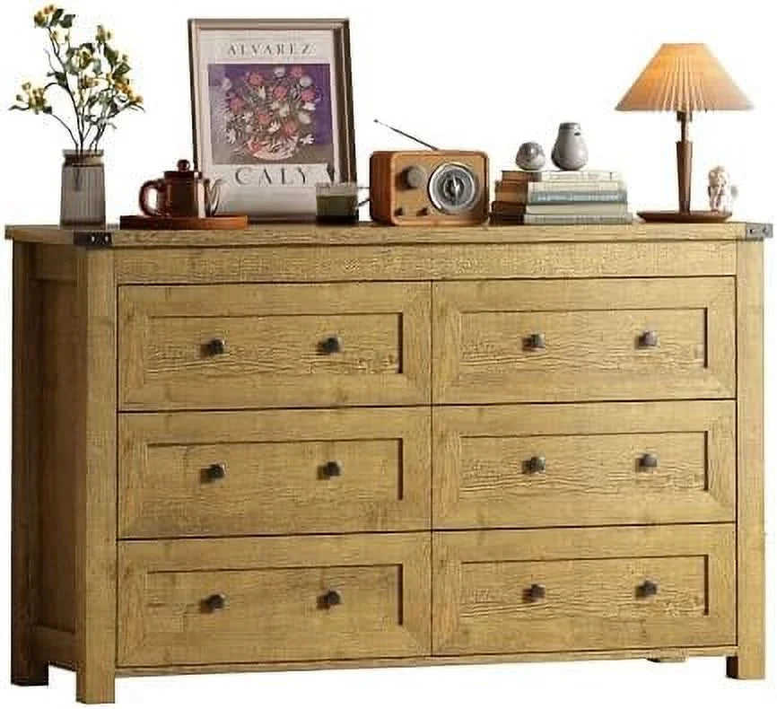 Farmhouse 6 Drawer Wood Dresser T543759