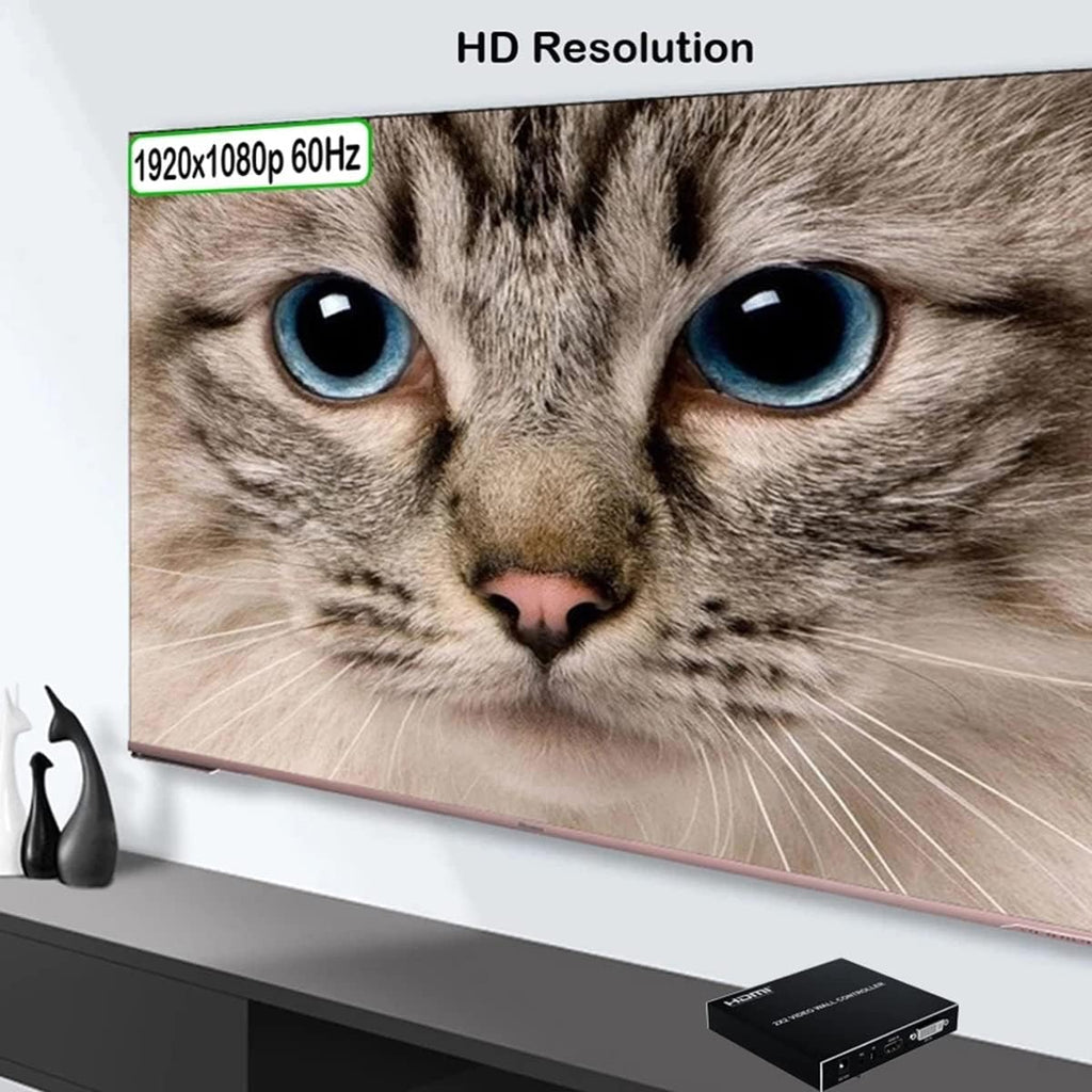 4K 2x2 Video Wall Controller Splitter, 4X1 Quad Viewer, 1 HDMI/DVI Input 4 HDMI Output, Video Wall Processor with RS232 Control Z111