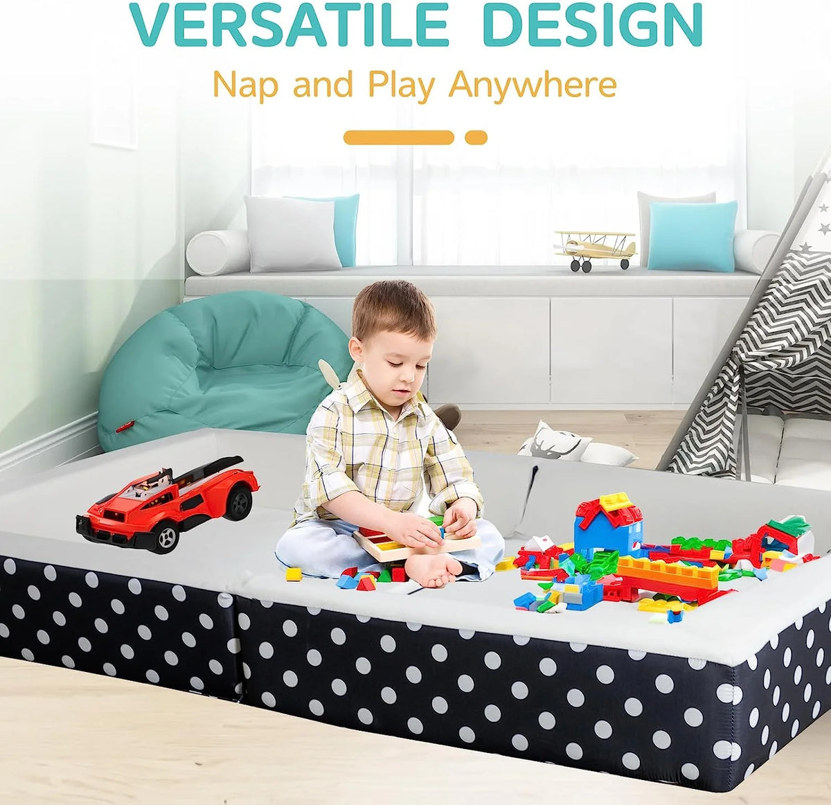 3-in-1 Toddler Bed Navy Blue 55 x 45 L313