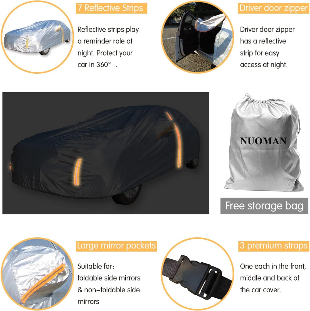 6 Layers Waterproof Cotton Car Cover with Zipper J32166