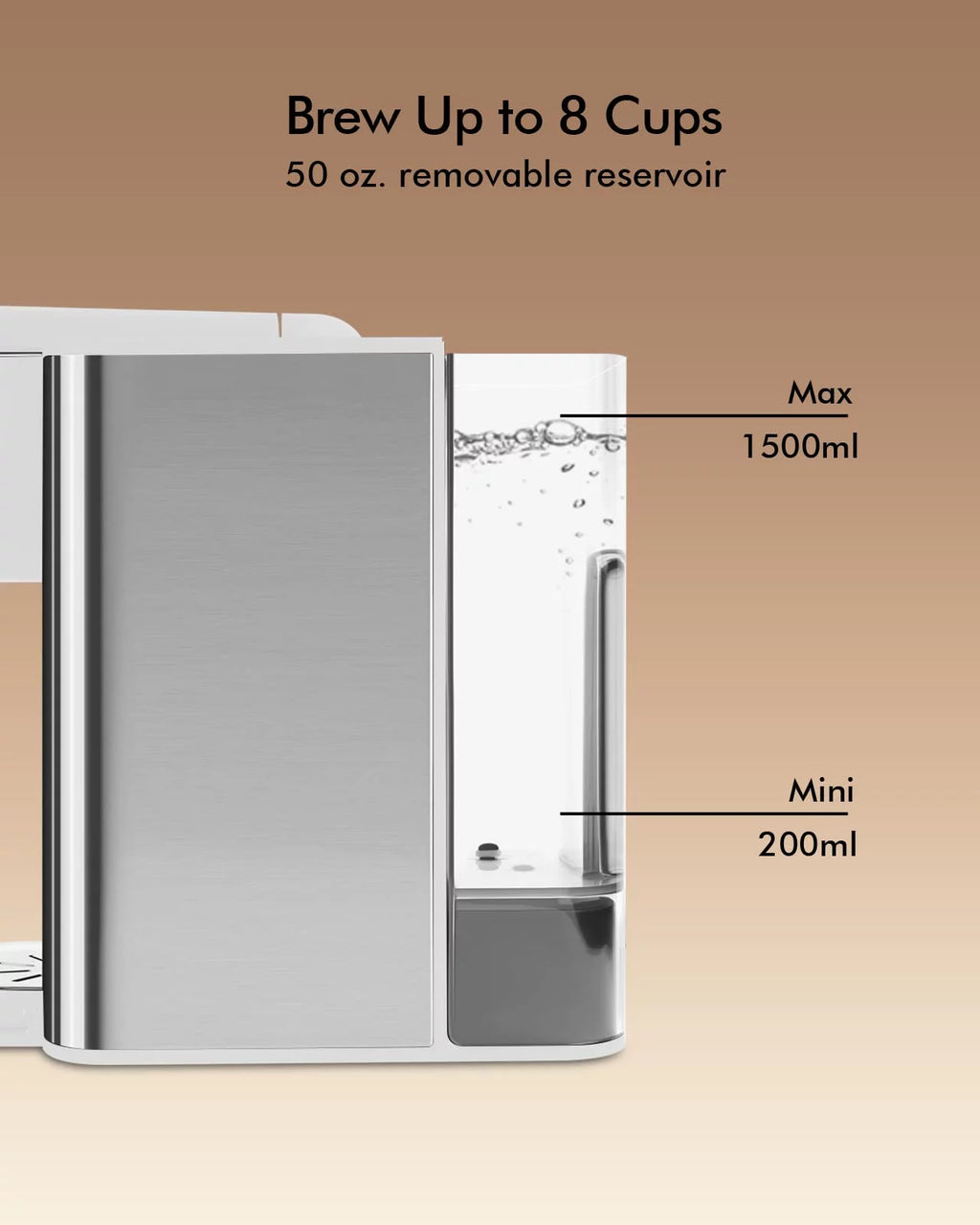 3-in-1 Single Serve Coffee Maker with 50oz Detachable Water Tank, White H22814