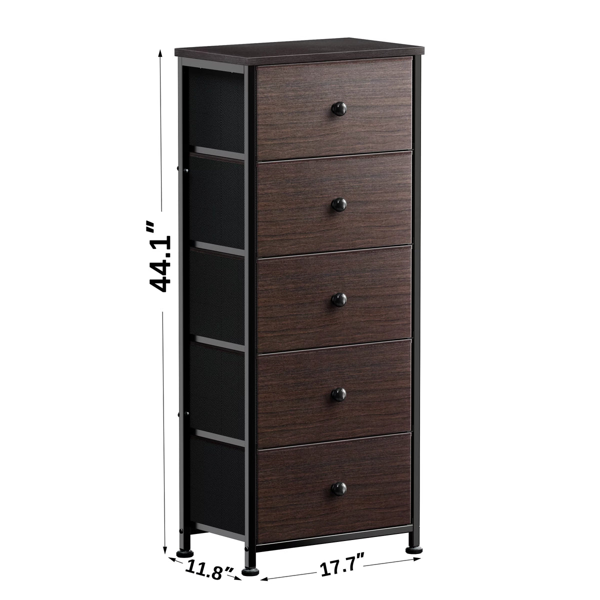 5 Drawer Faux Leather Dresser with Wooden Top J252606