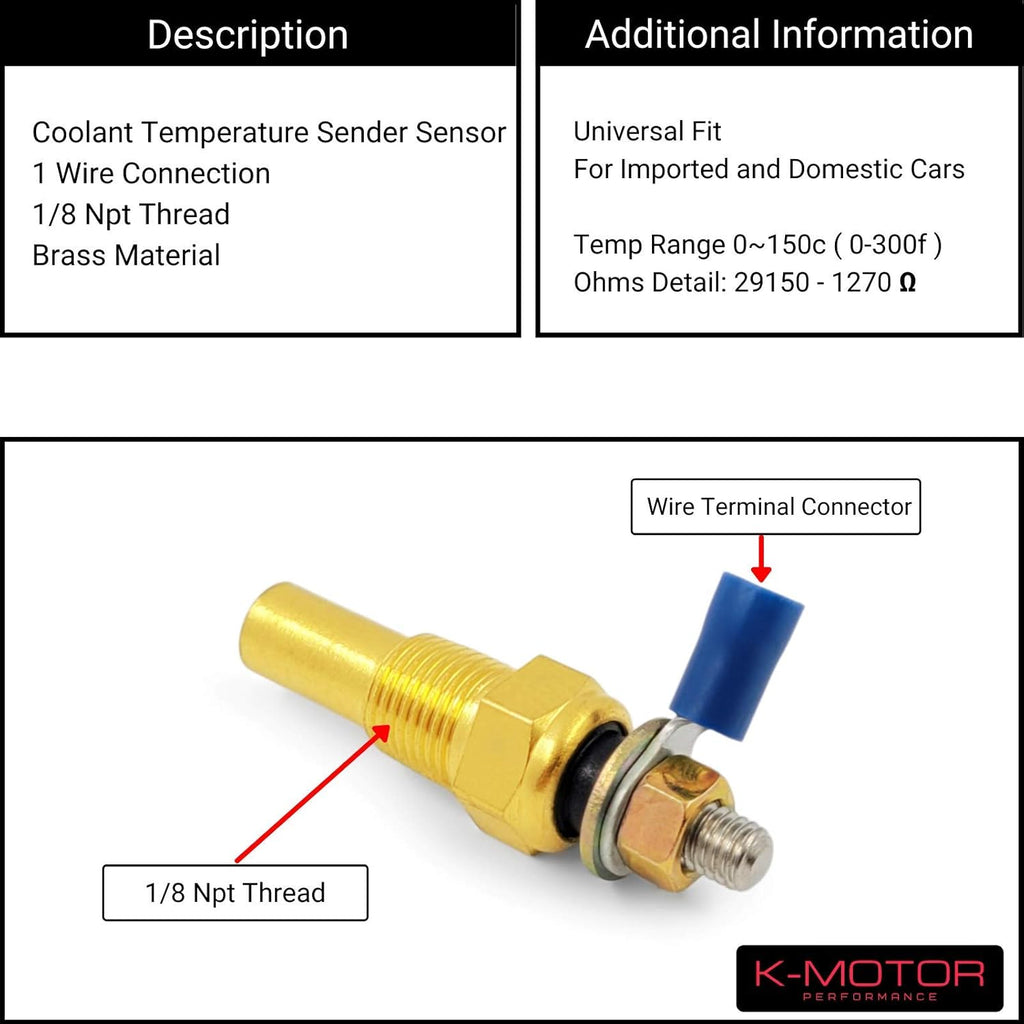 1/8 Npt Water Coolant Oil Temp Temperature Sender Sensor Unit Pack of 2 A15567
