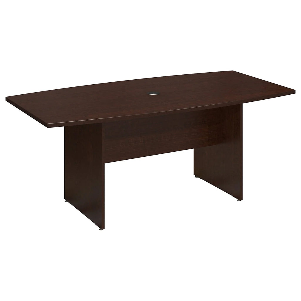 72W X 36D Boat Shaped Conference Table With Wood Base In Mocha Cherry T276454