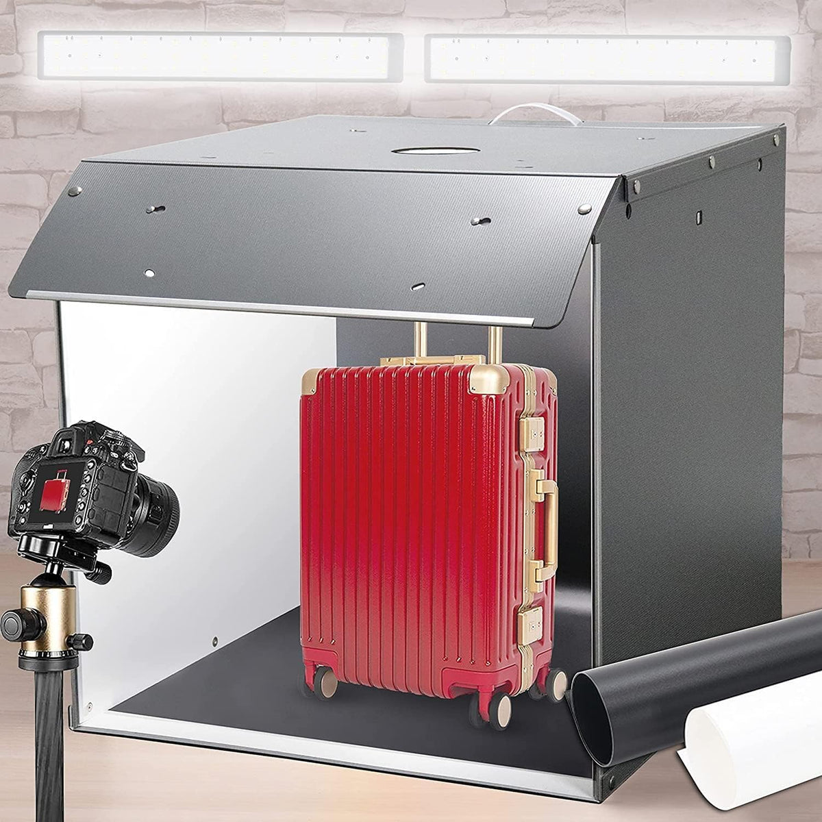 22"✖22" Adjustable Brightness Portable Photography Photo Box with 2 Backdrops M834260