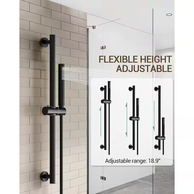 Wall Mounted Dual Shower Head and Handheld Shower Head 2.5 GPM Matte Black E907719