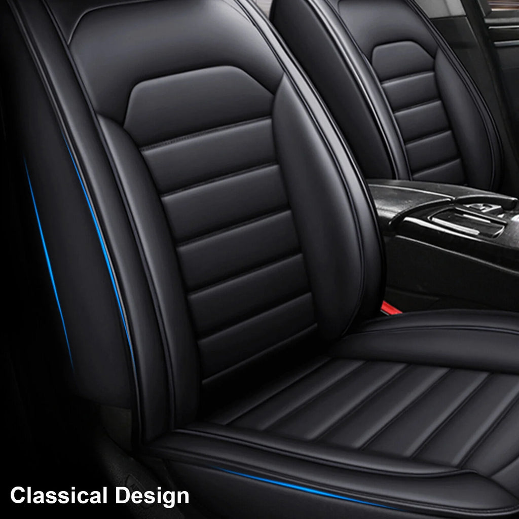 Black Waterproof Pu Leather Full Set Car Seat Covers N6914