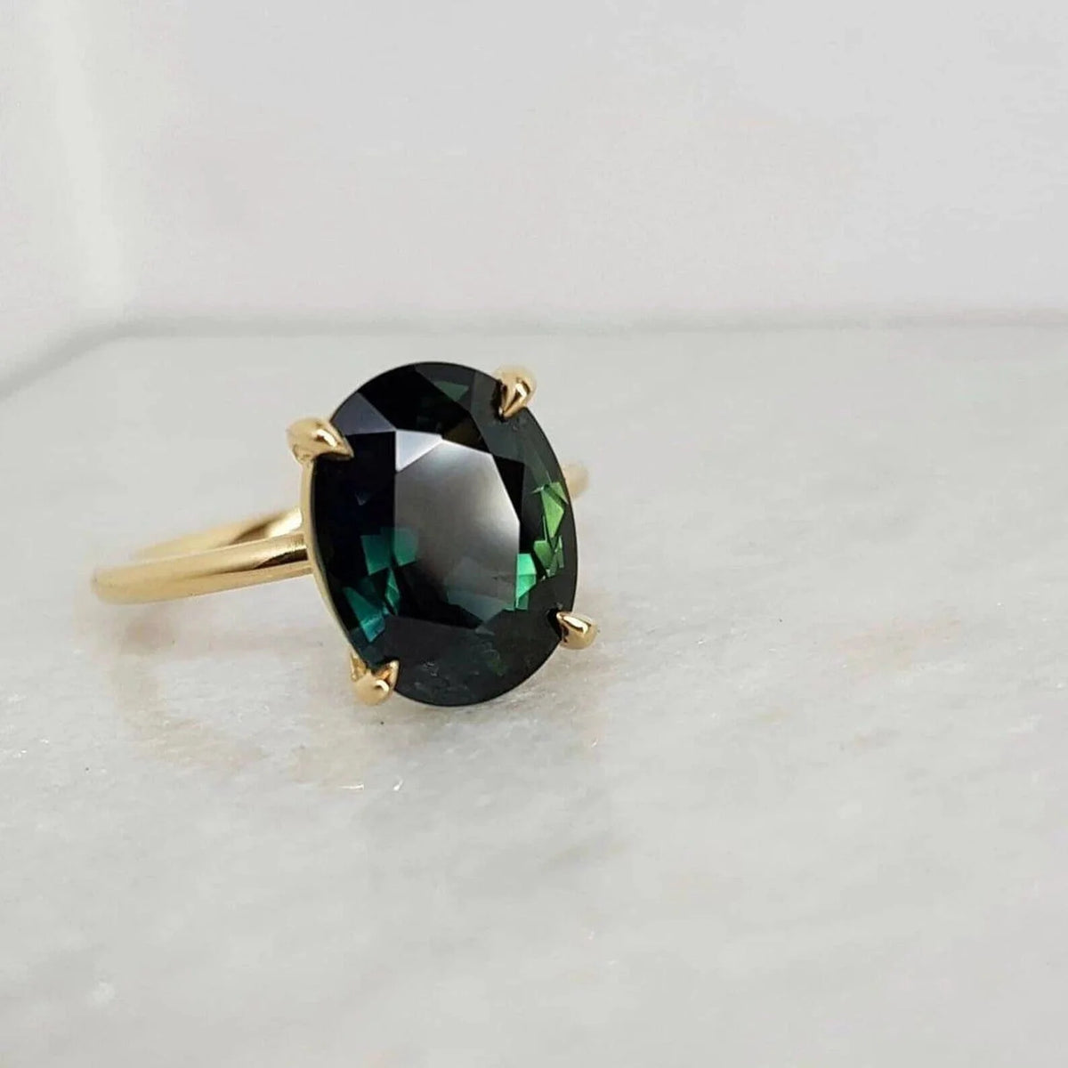 14k Gold Natural Teal Sapphire Ring G608