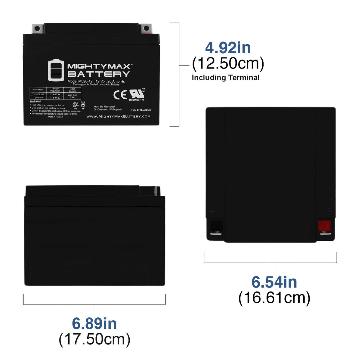 12V 26AH Sealed Rechargeable Battery T8052