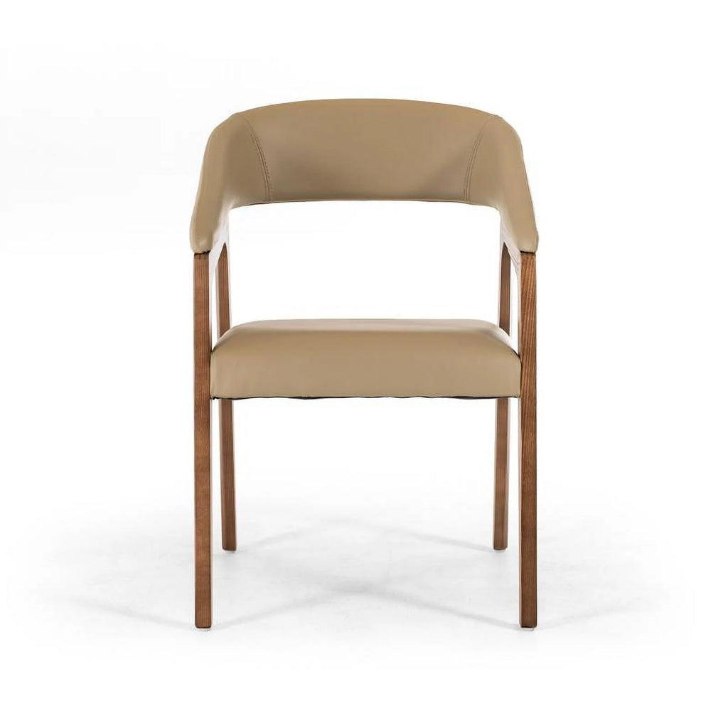 Taupe Leatherette and Walnut Wood Dining Chair Z64695