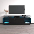 71" High Gloss TV Stand with Cabinets and LED Lights X708