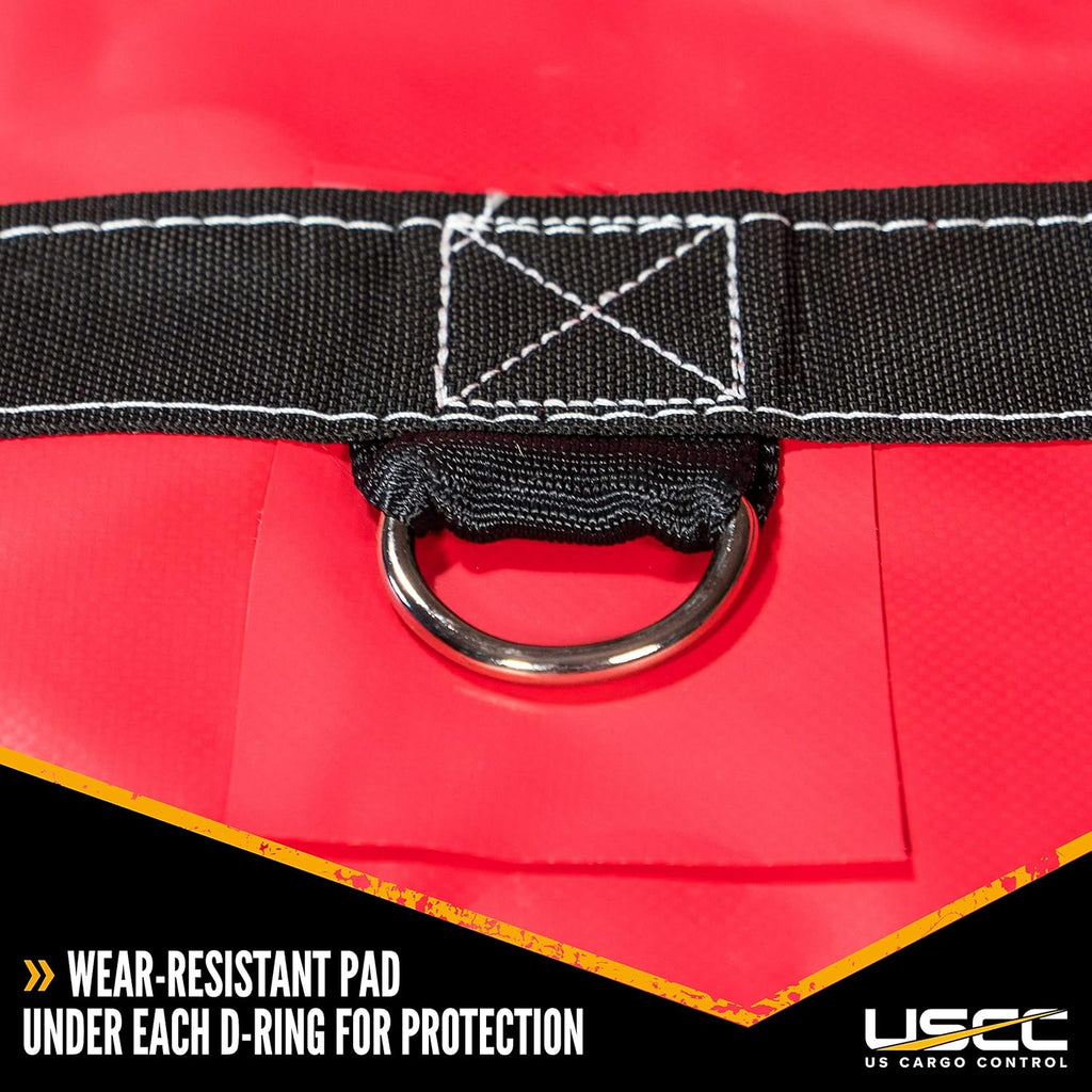 Heavy Duty 18 Ounce Red Lumber Tarp with 4 Foot Drop and Flap Q94455