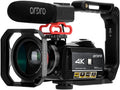4K Camcorder with Compact Directional Microphone, 37mm Wide Angle Lens, Lens Hood, Foldable Handheld Stabilizer, 32GB SD Card P81099