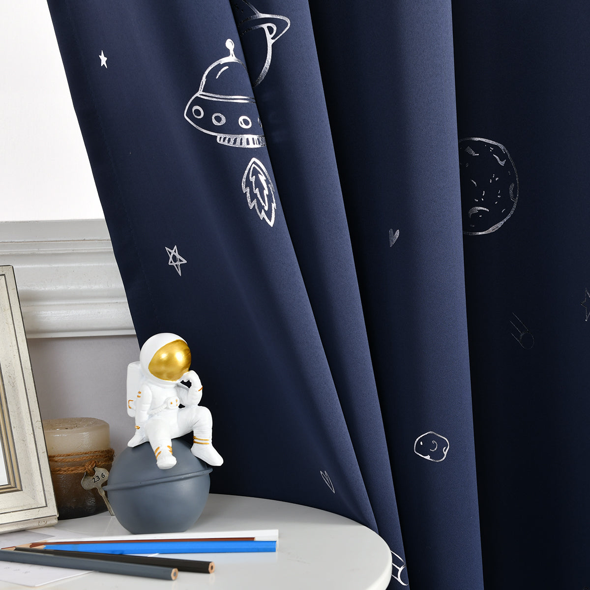 Navy 63 inches Blackout Grommet Curtains 2 Panels S36513