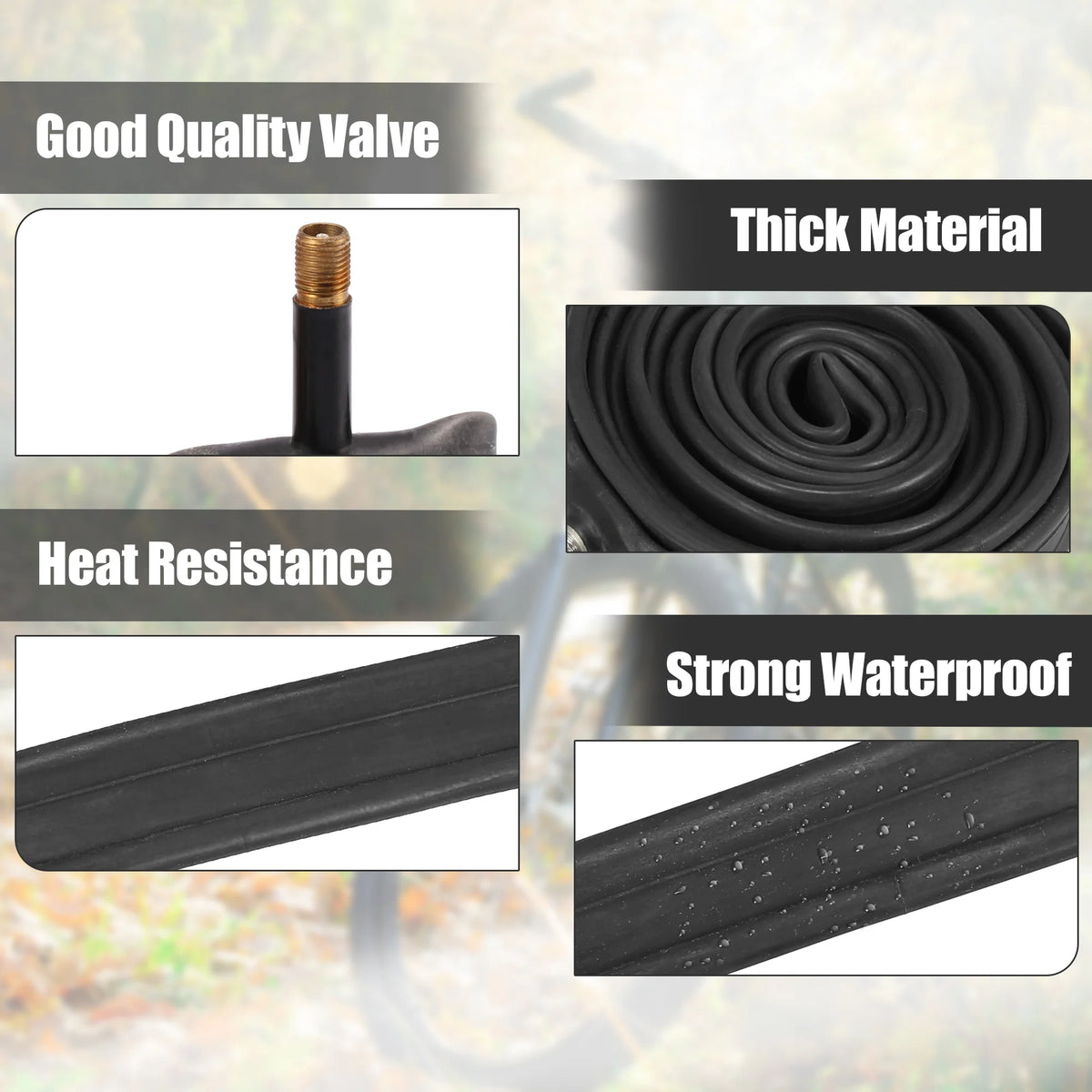 3 Pcs 16 inch Bike Inner Tube Rubber 29mm Long Straight Valve W747