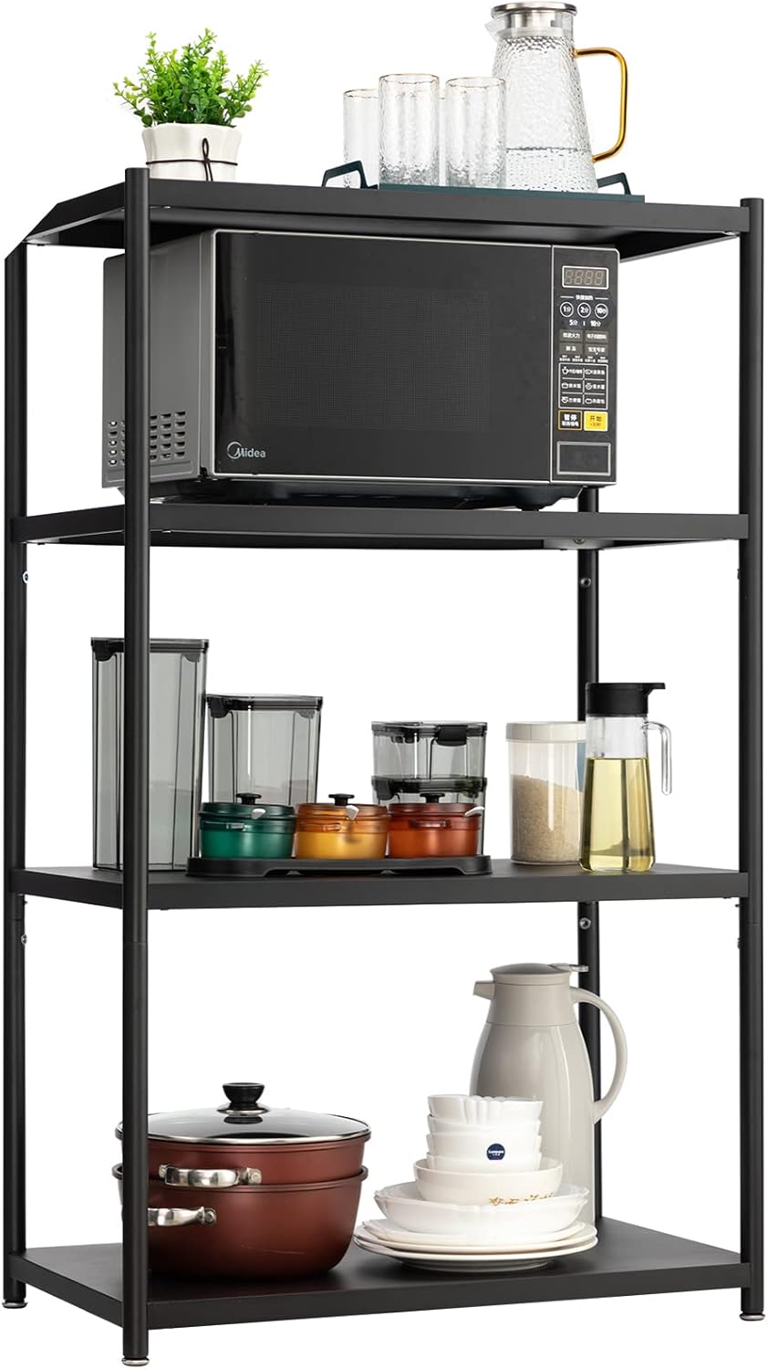 27.5 Inch 4 Tire Metal Wire Storage Shelf Black Utility Rack, Pack of 2 Q74614