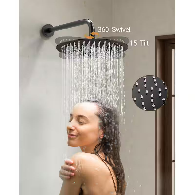 Wall Mounted Dual Shower Head and Handheld Shower Head 2.5 GPM Matte Black E907719