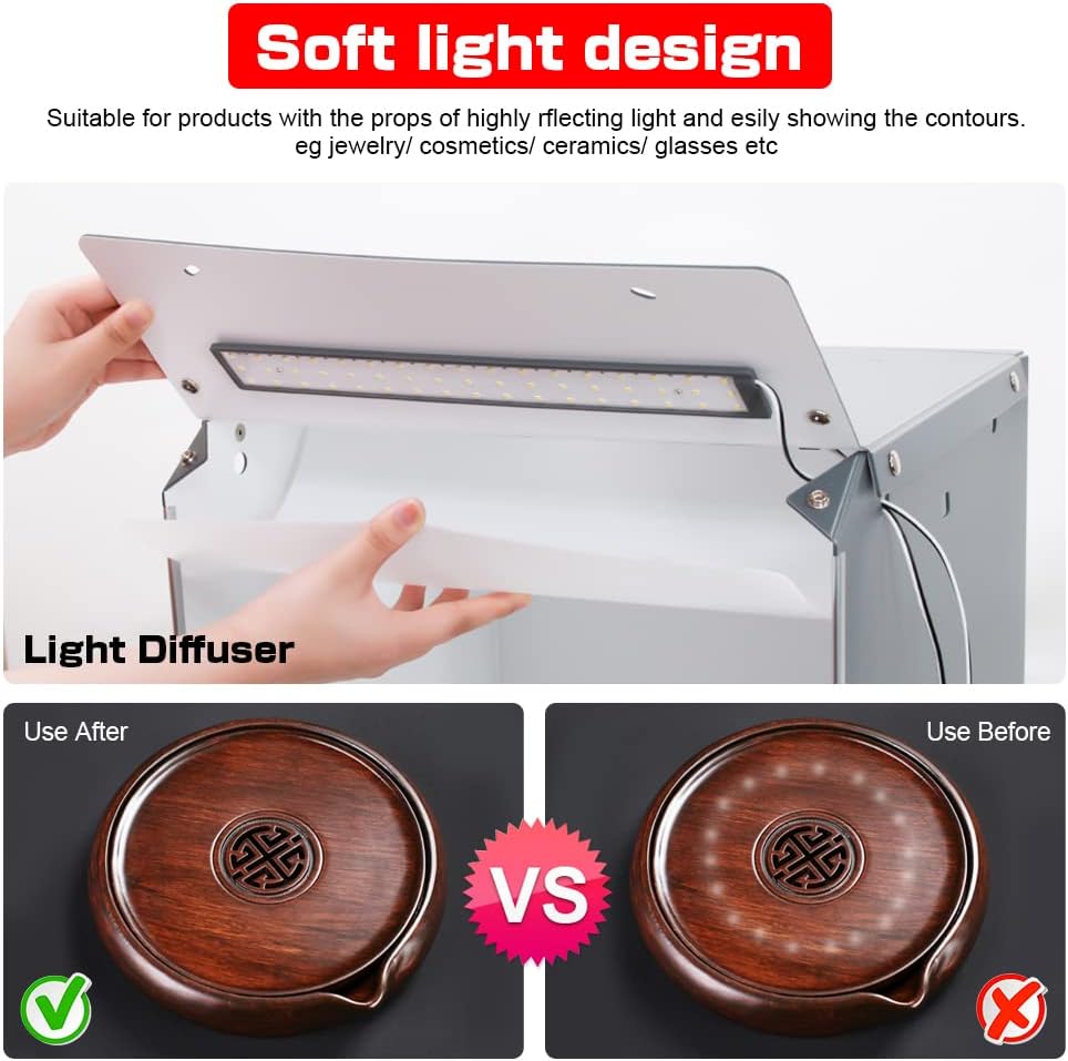22"✖22" Adjustable Brightness Portable Photography Photo Box with 2 Backdrops M834260