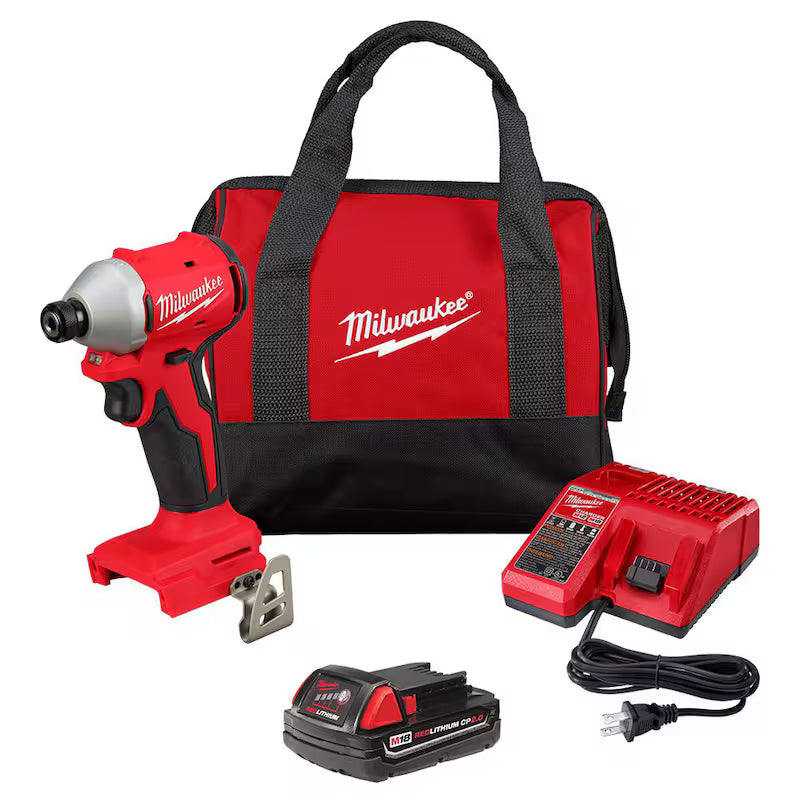 18-Volt Lithium-Ion Compact Brushless Cordless 1/4 in. Impact Driver Kit with 2.0 Ah Battery E31242